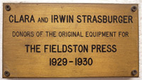 Irwin
                      and Clara Stasburger Plaque at The Fieldston
                      Schoo, The Bronx, NY.