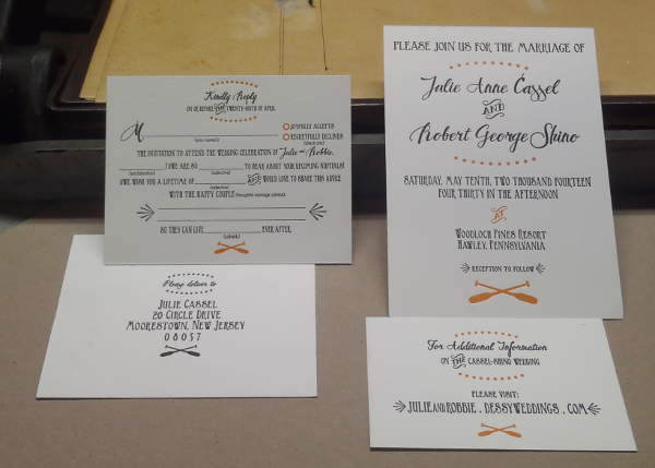 Invitation Suite printed by Jason at The
                Excelsior Press