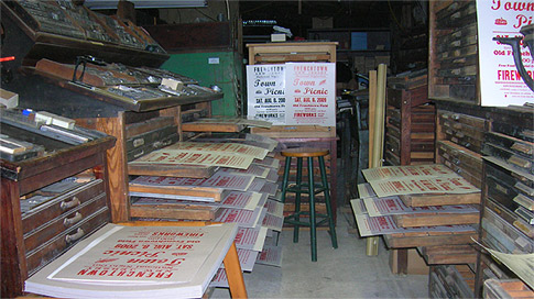 Posters drying at
                    Excelsior Press