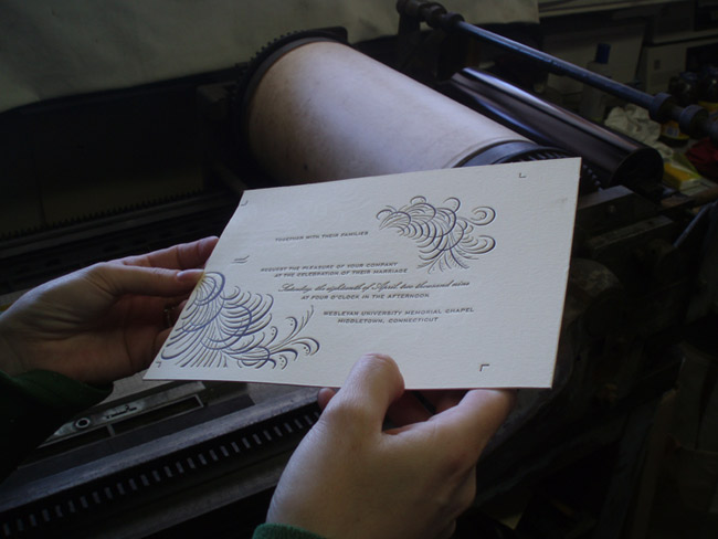 Invitation printed
                            on the Vandercook by Sarah Smith at The
                            Excelsior Press