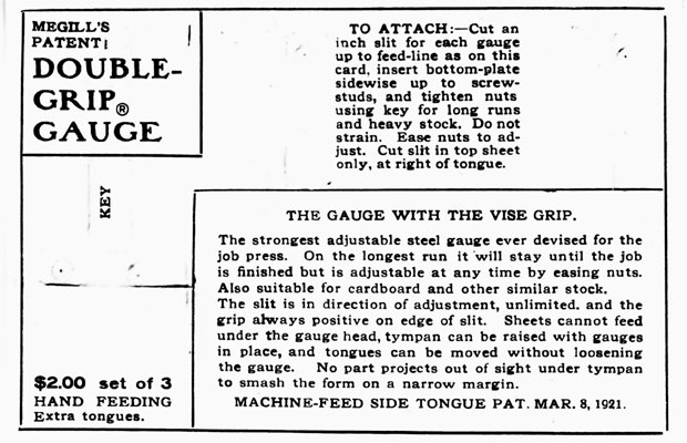 Megill Double Grip Gauge Pin
                    Instructions