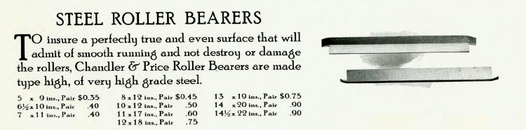 Chandler & Price 1914
                catalog - Roller Bearers