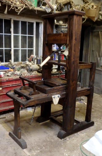 Wooden Common Press - with Walnut satin on
                Douglas Fir