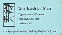 Excelsior Press business card
                                  circa 1975